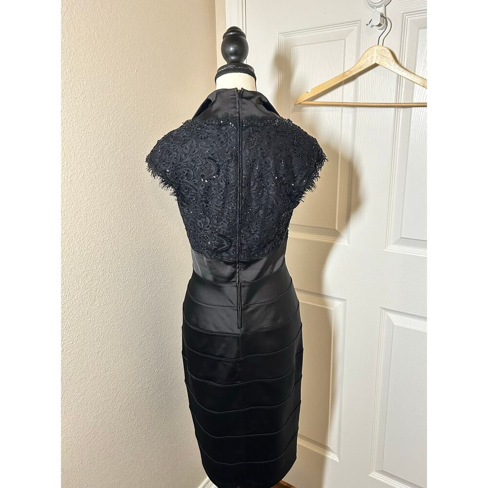 Tadashi Shoji Black Beaded Sheath Dress Size 4 - Picture 4 of 11